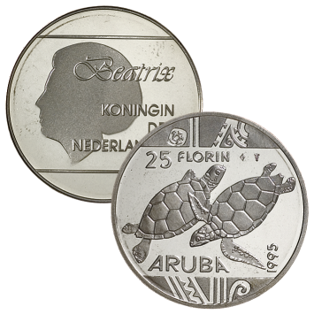 25 Florin 1995 Schildpadden Aruba Proof